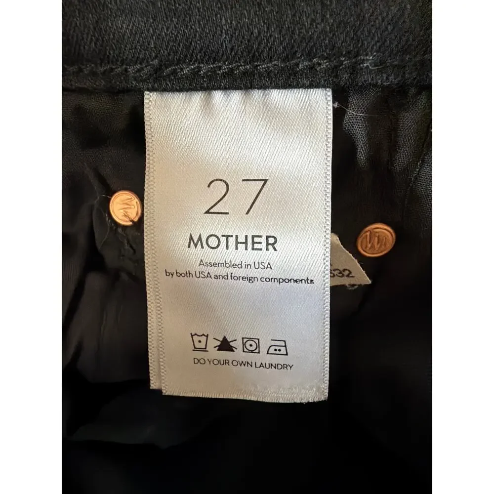 Mother High Waisted Rider Ankle Jeans Not Guilty Black Size 27 EUC
